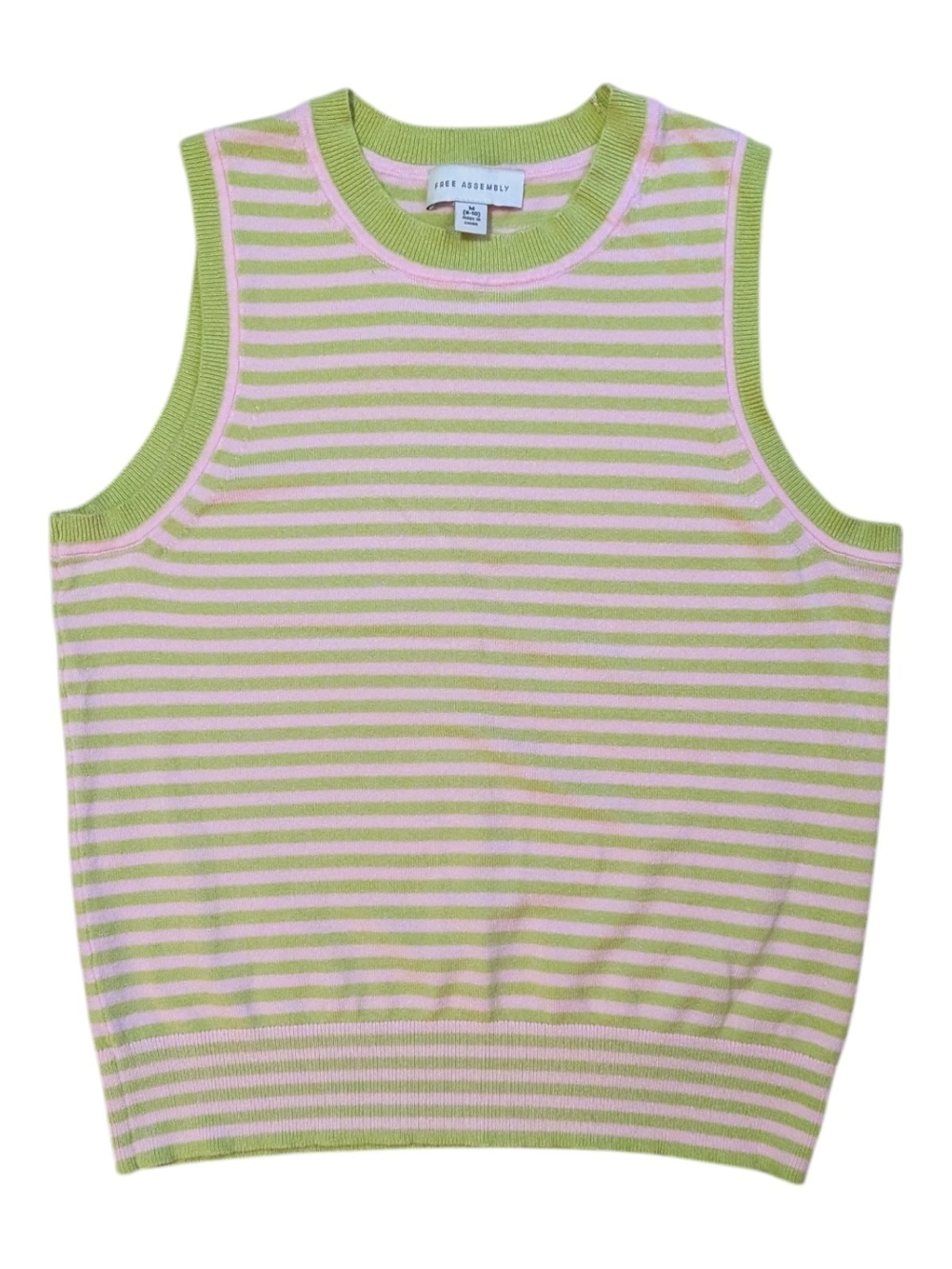Pale Assembly Women's Pink & Light Green Striped Tank Top